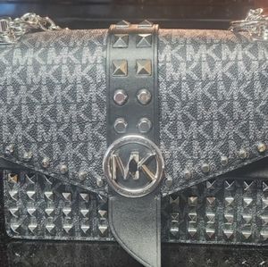 Michael Kors Small Studded Metallic Logo Crossbody Bag